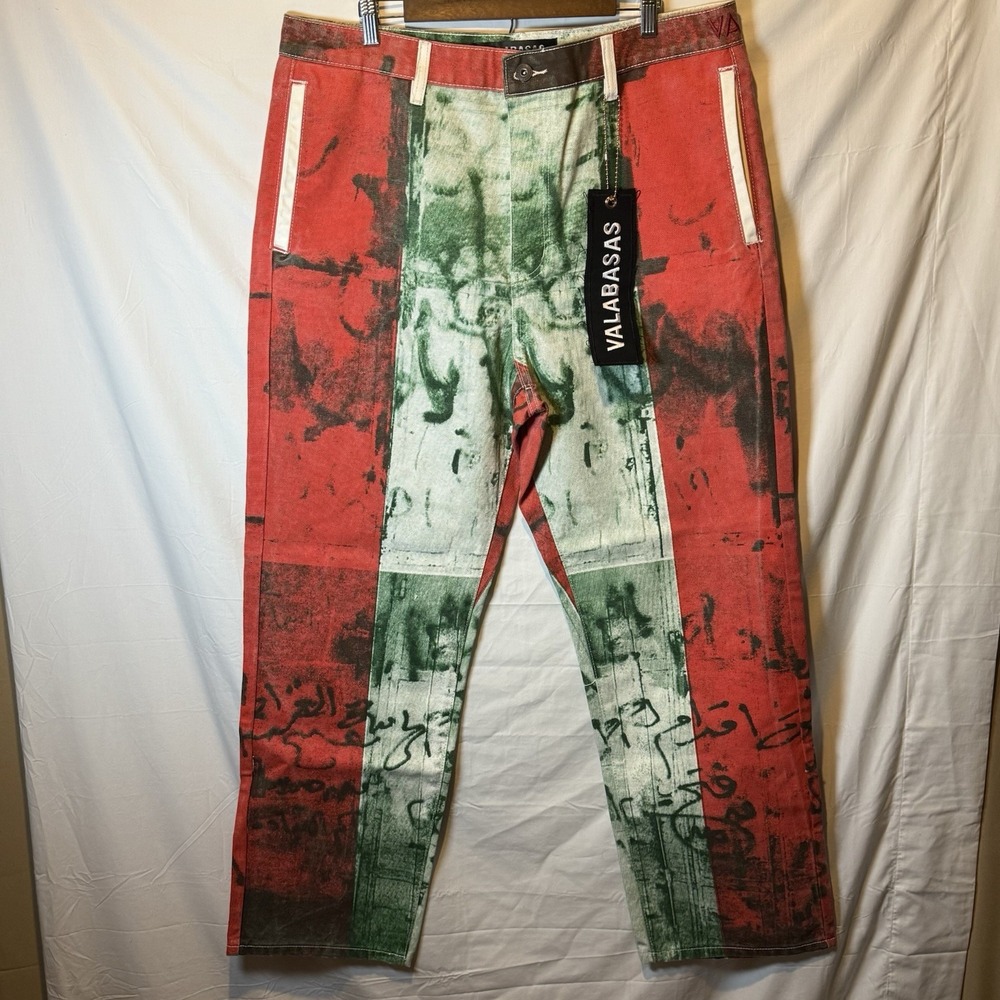 Men's Valabasas Jeans Size 38 Graphic Graffiti Streetwear Straight Leg - Picture 1 of 5
